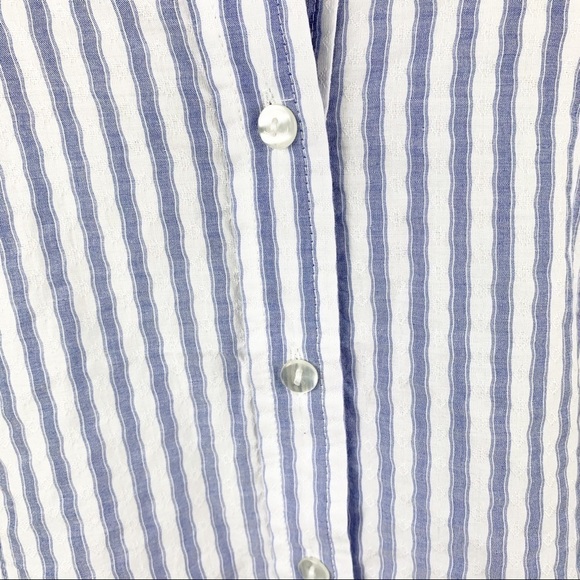Chico’s Ladybird Stripe Ellsbury Shirt Button Down White Blue Medium Academia - Picture 8 of 8